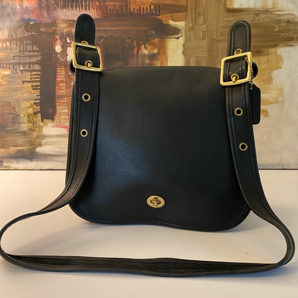 Coach Vintage Stewardess 9525 Black Leather Shoulder Bag Purse Gorgeous! - Picture 1 of 12